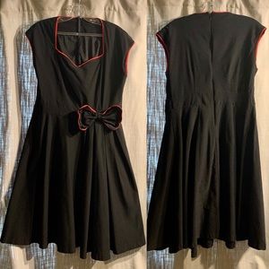 Black & red pinup swing dress w/ bow